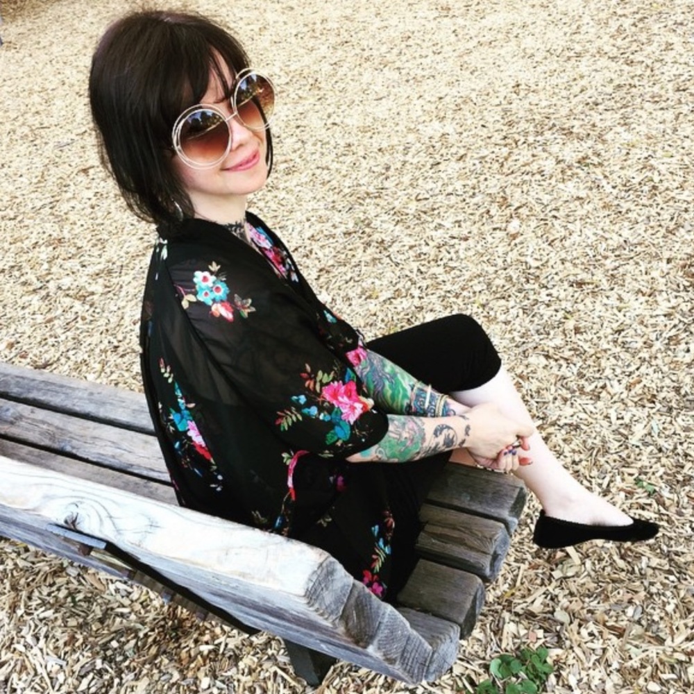 Black Floral Kimono
